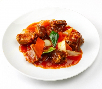 スペアリブの甘酢あんかけ