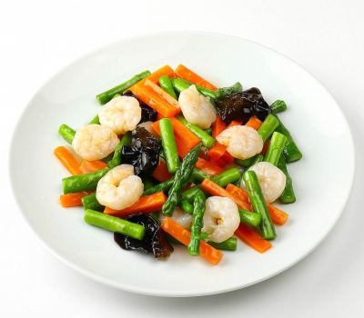 A35エビとアスパラの塩味炒め